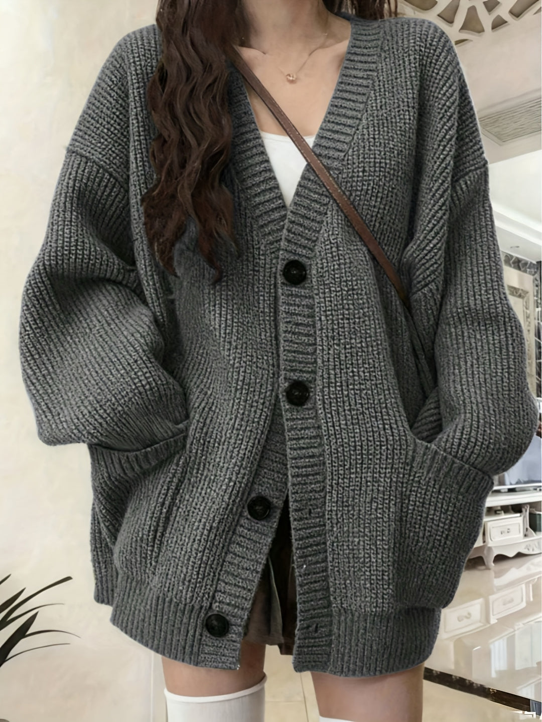 Cozy Fall Sweater Cardigan for Women with Cardigan V Neck Button