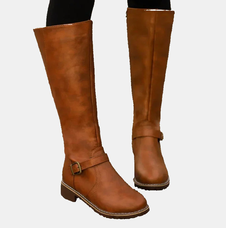 Aelfburg | Women Buckle Accent Knee High Boots