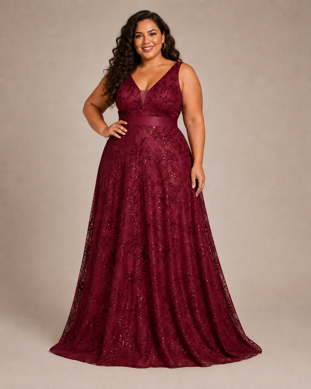 Mirae | Women's Floral Sequin Evening Gown