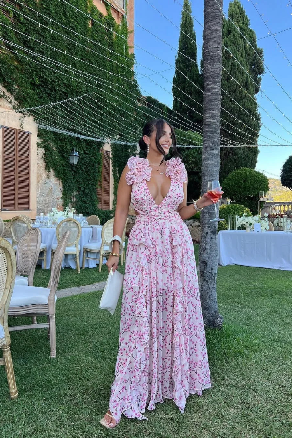 Fionnuala | Women Floral Ruffle Wedding Guest Dress