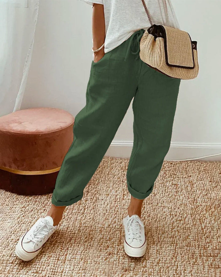 Gemma | Women's Linen Drawstring Casual Pants