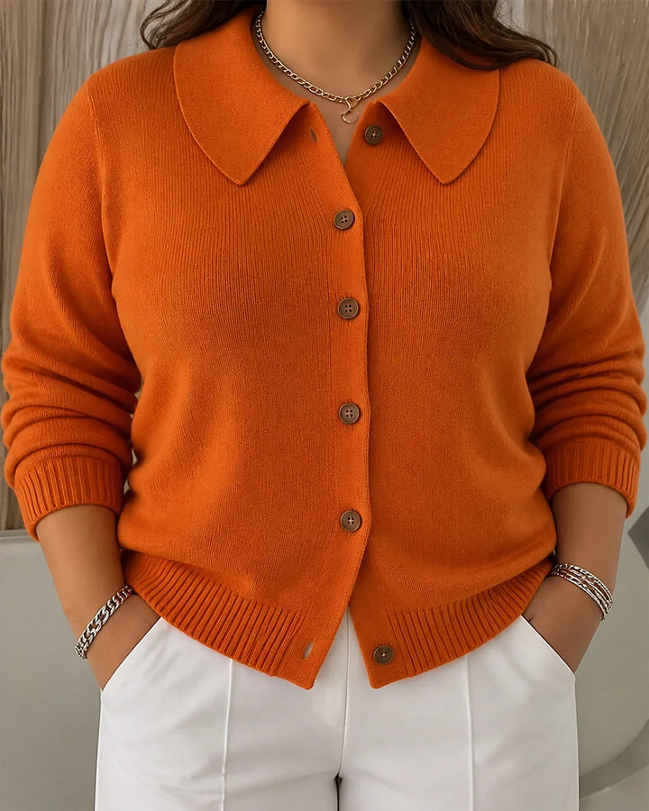Aelwen | Women Point Collar Cardigan Sweater