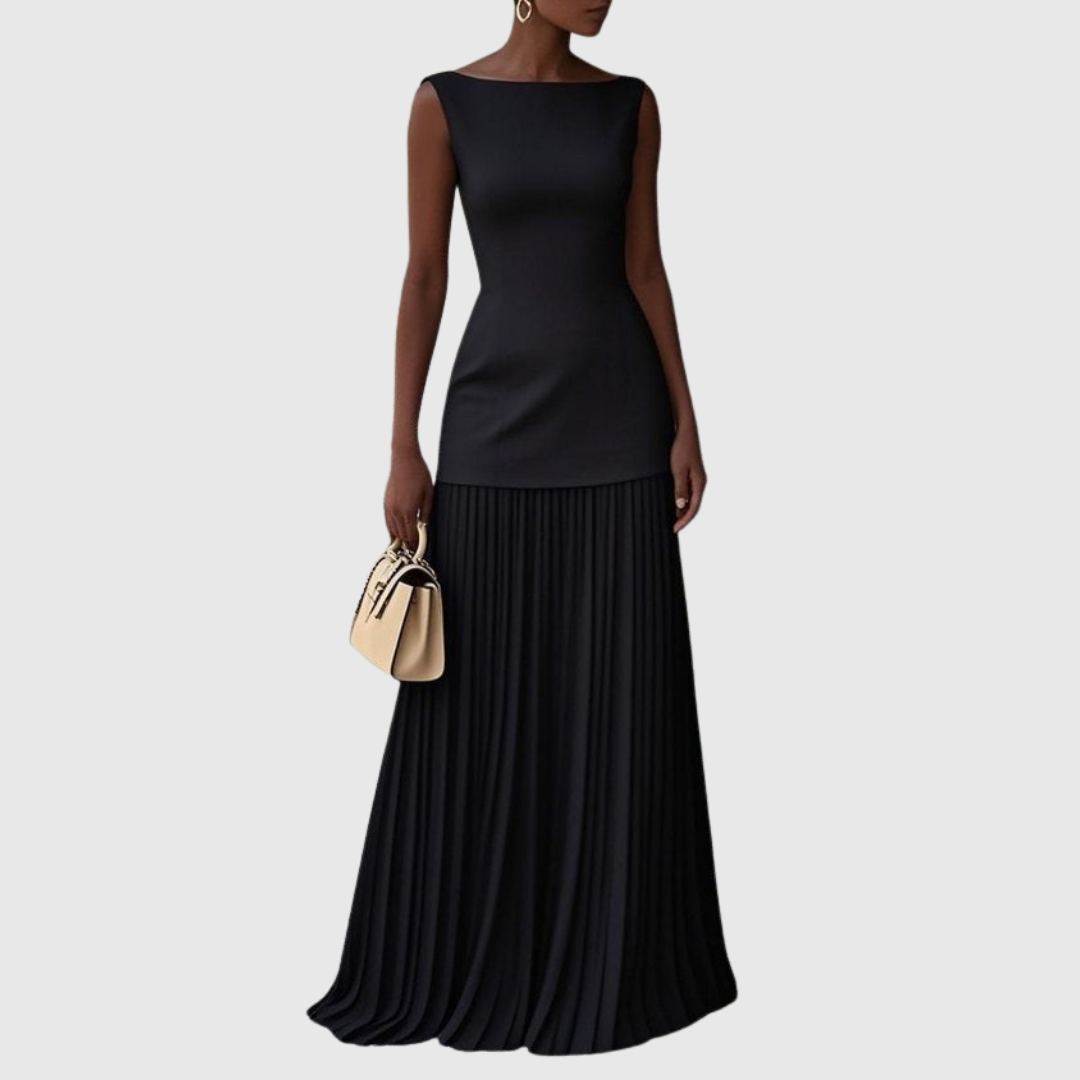 Verity | Women's Sleeveless Pleated Cocktail Maxi Dress