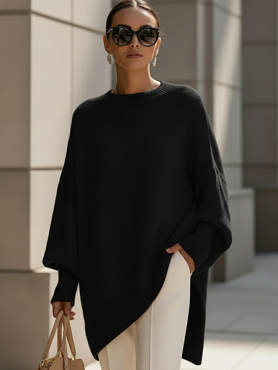 Lainey | Women's Oversized Drop Shoulder Asymmetrical Knit Sweater