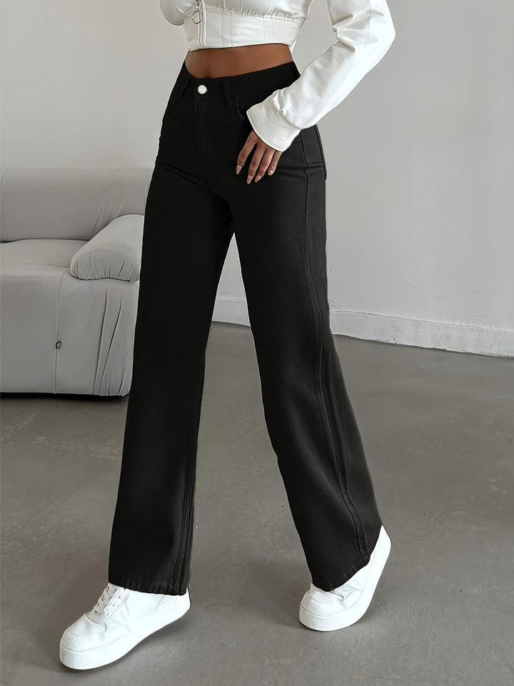 Blake | Women's Black Denim Straight Leg Party Relaxed Jeans