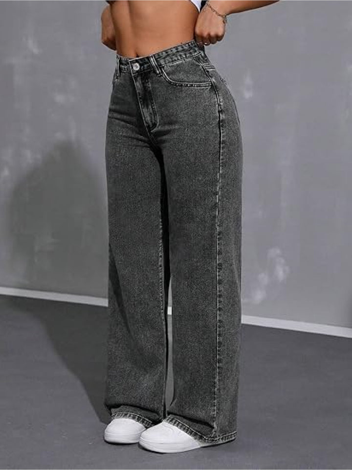 Sadie | Women's Black Denim Wide Leg Casual Relaxed Jeans