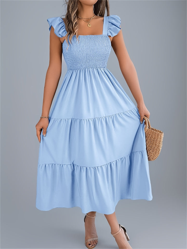 Iris | Women's Wedding Guest Tiered Midi Dress