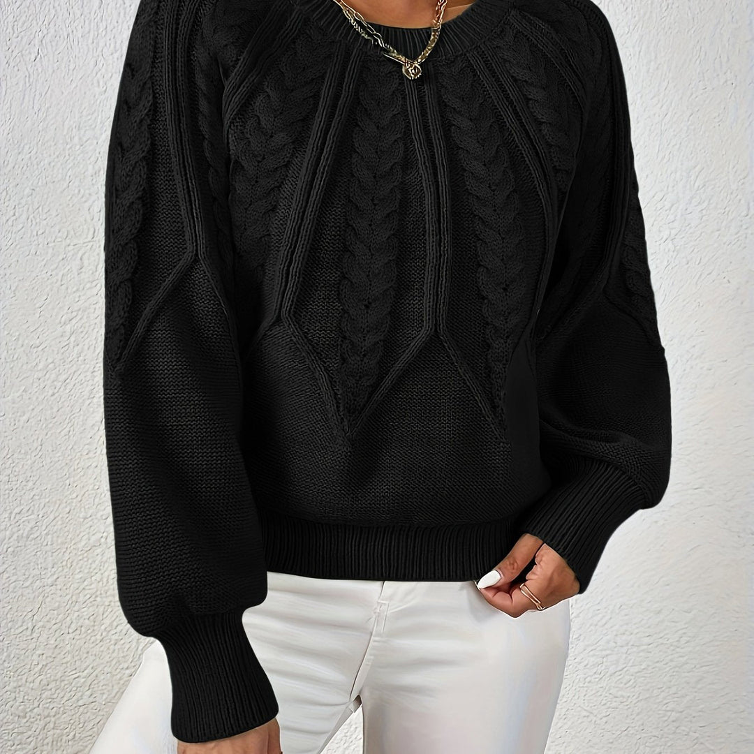 Anselma | Women Raglan Cable Knit Pullover