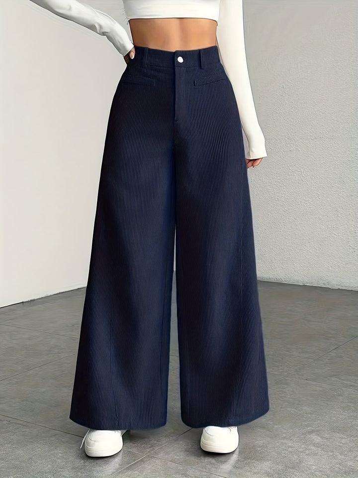 Endelyn | Women High Waist Corduroy Flowy Pants