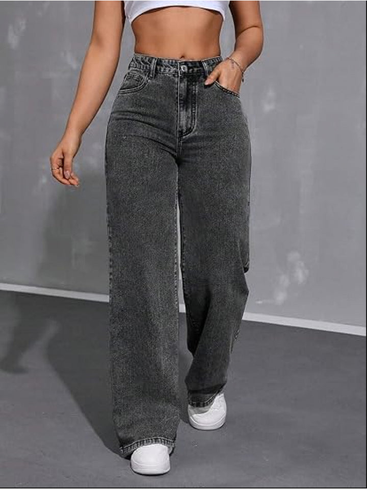 Sadie | Women's Black Denim Wide Leg Casual Relaxed Jeans