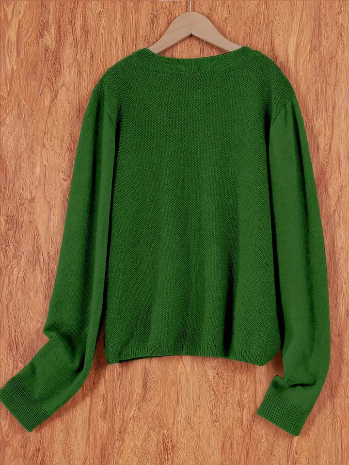 Stylish Cardigan Sweater for Women with Crew Neck Pockets Plus Size Casual Style