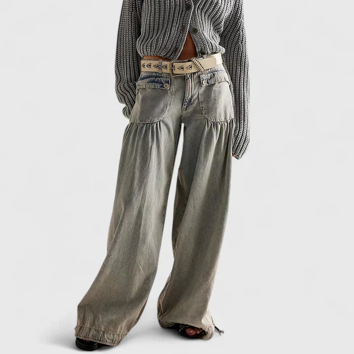 Dametta | Women Drawstring Barrel Jeans
