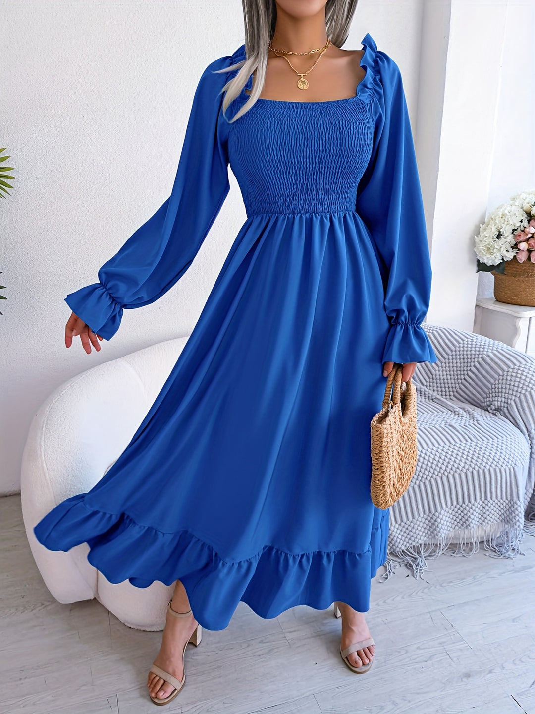 Yasmin | Women's Wedding Guest Smocked Midi Dress