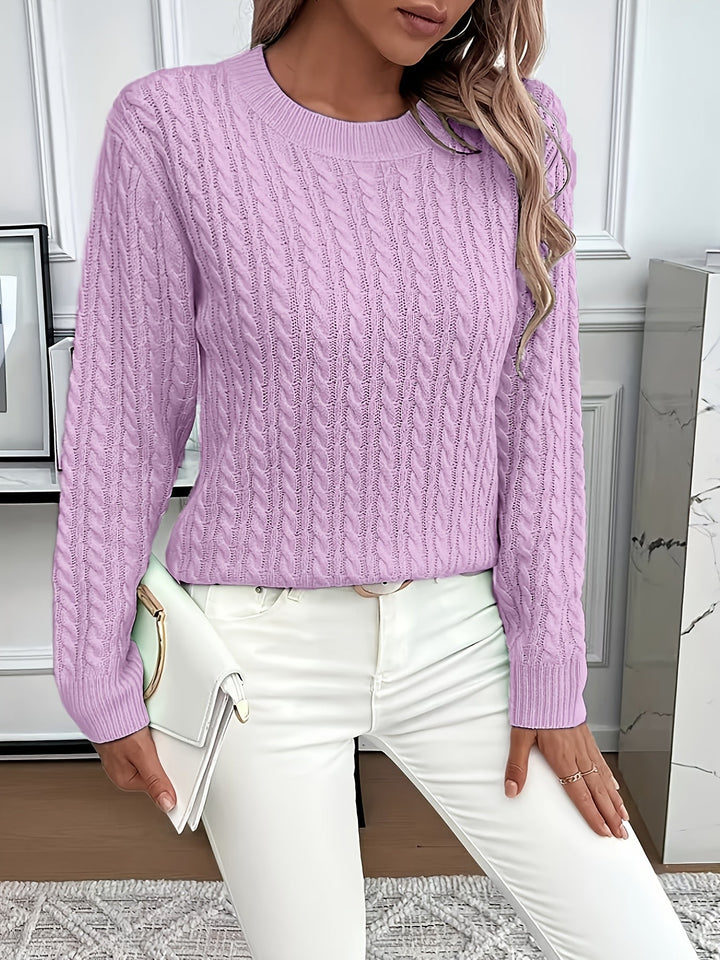Aeron | Women Crew Cable Knit Pullover