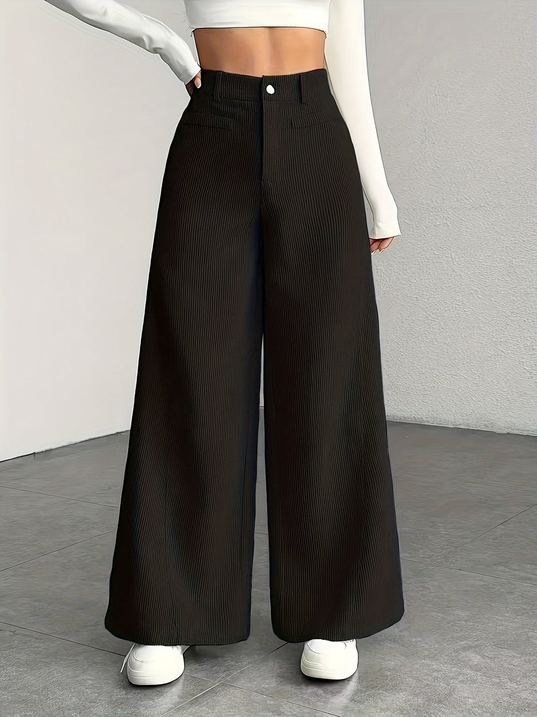 Endelyn | Women High Waist Corduroy Flowy Pants