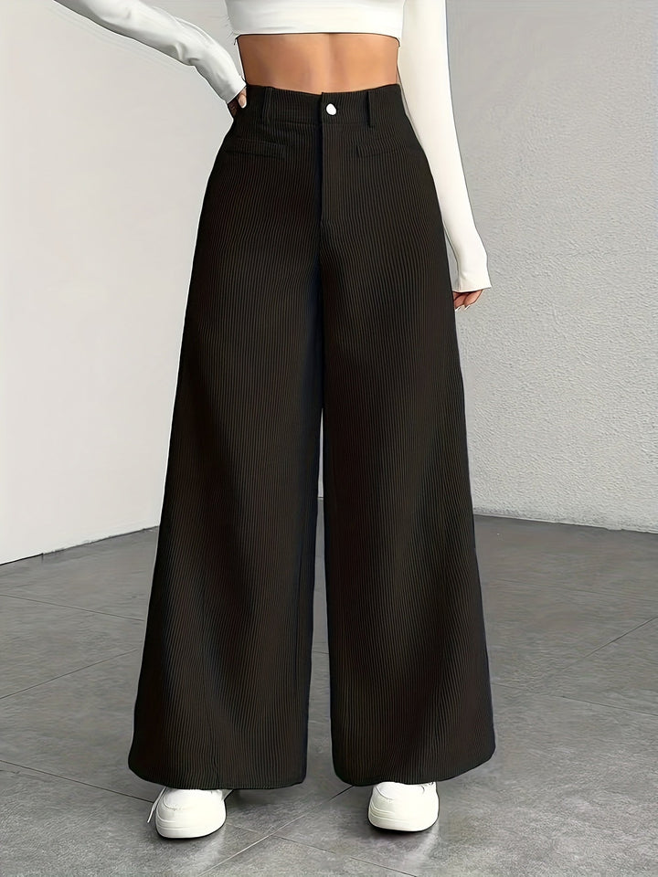 Endelyn | Women High Waist Corduroy Flowy Pants