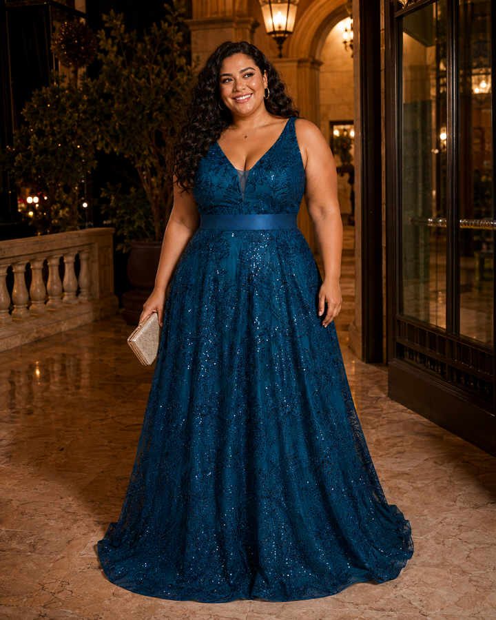 Mirae | Women's Floral Sequin Evening Gown