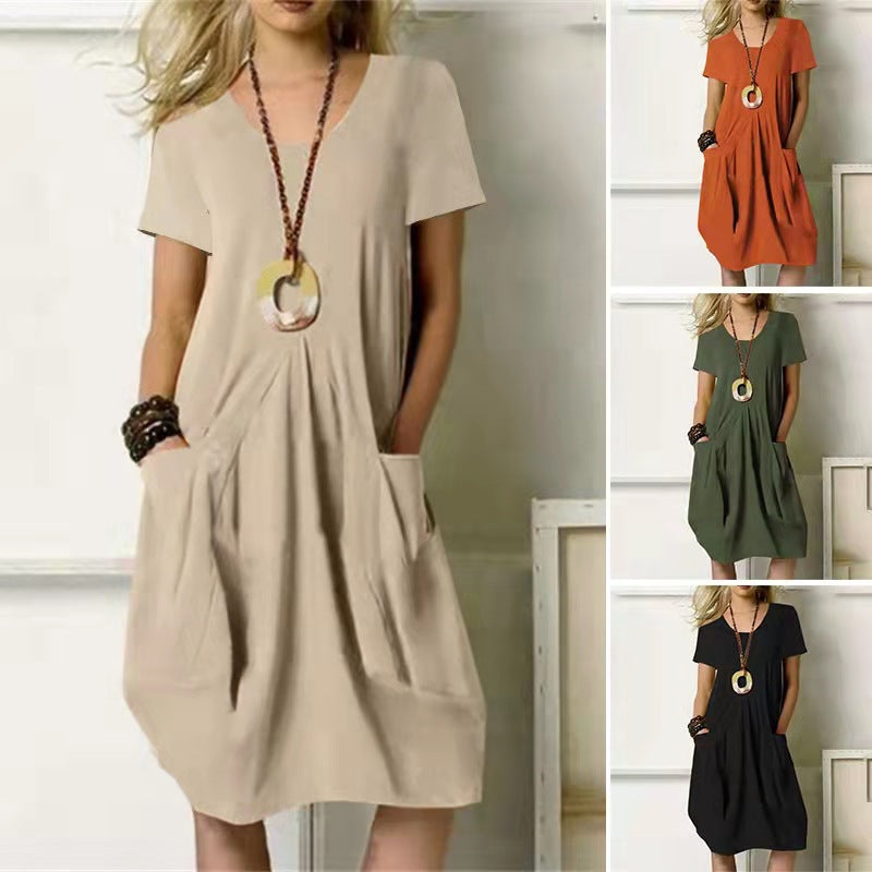 Sioned | Women Scoop Neck Pocket Tunic Dress