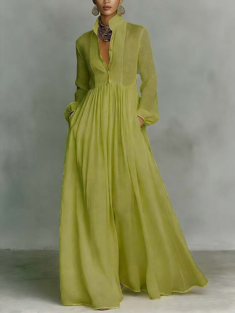 Eowyn | Women Collar Pocket Long Sleeve Dress