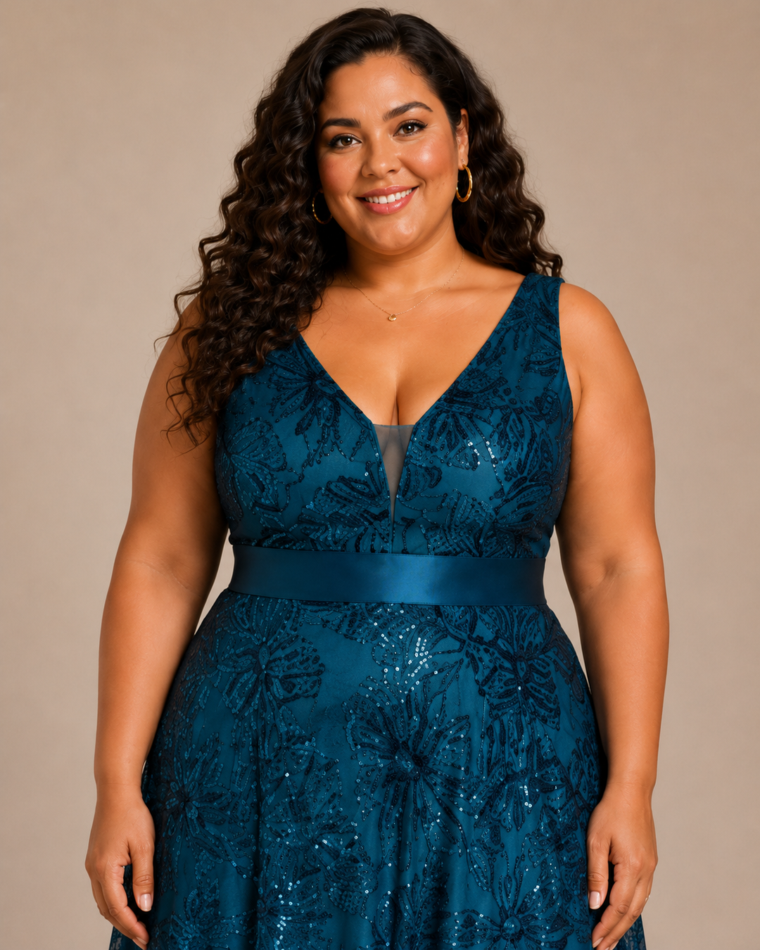 Mirae | Women's Floral Sequin Evening Gown