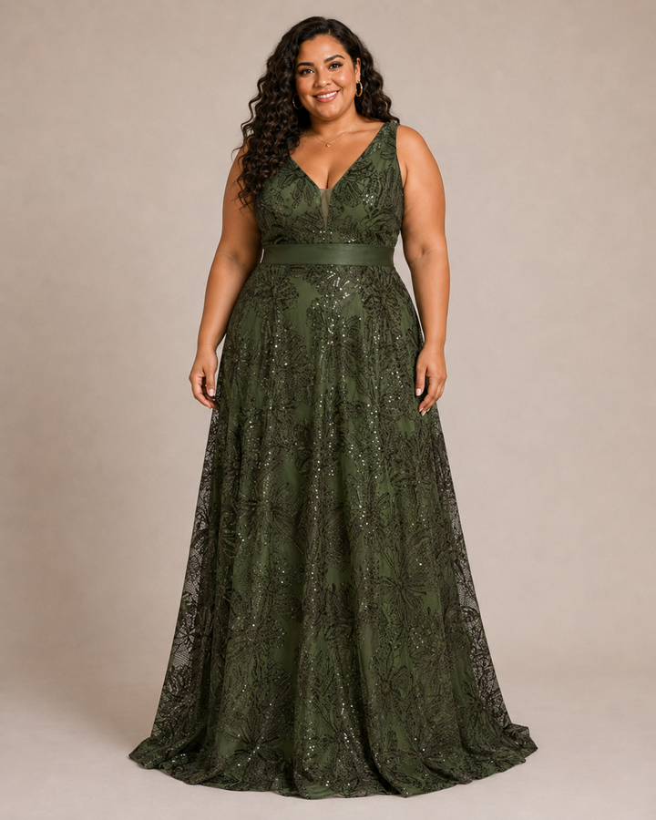 Mirae | Women's Floral Sequin Evening Gown