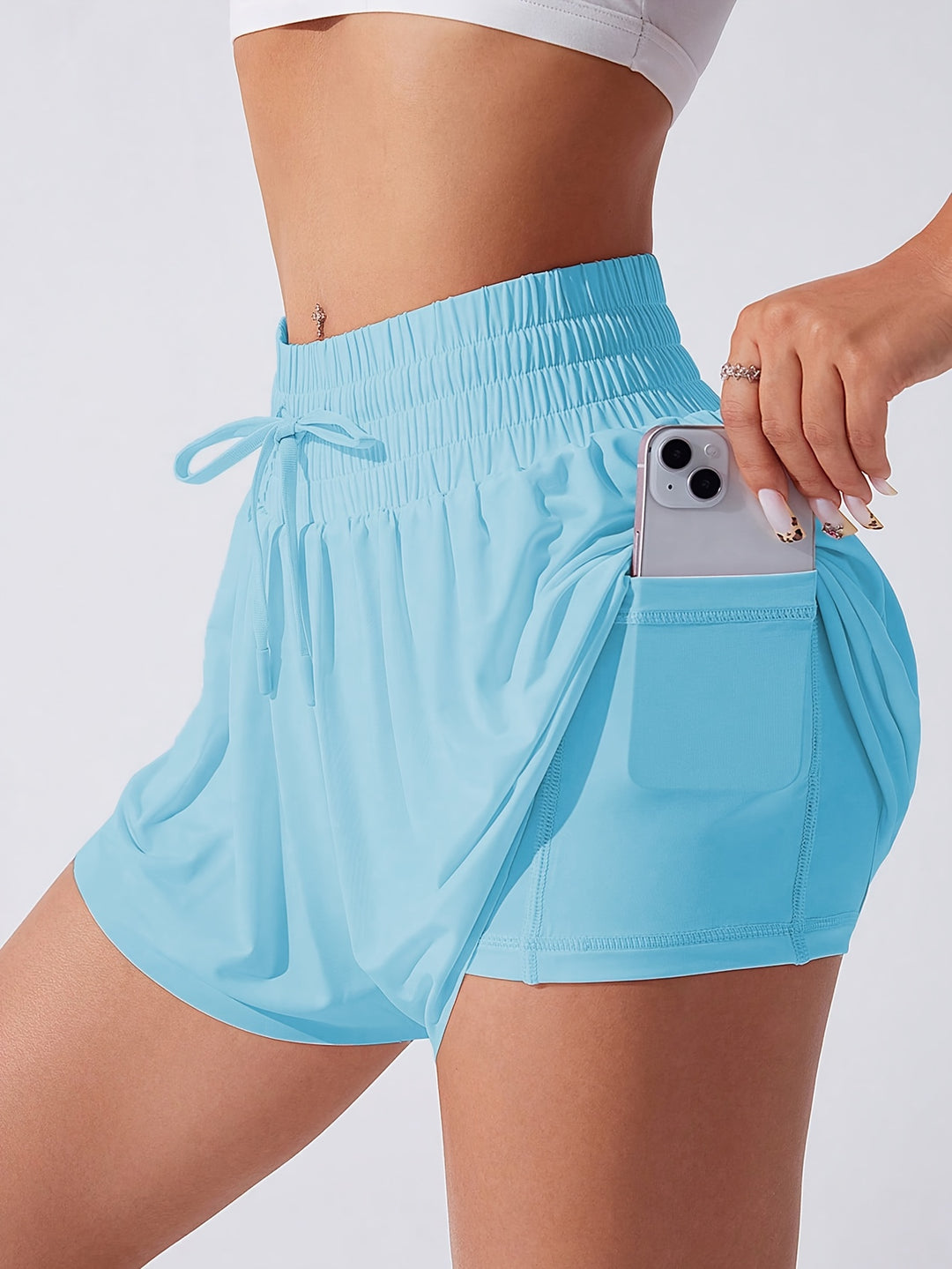 Poppy | Women's Knit Smocked Casual High Waisted Shorts