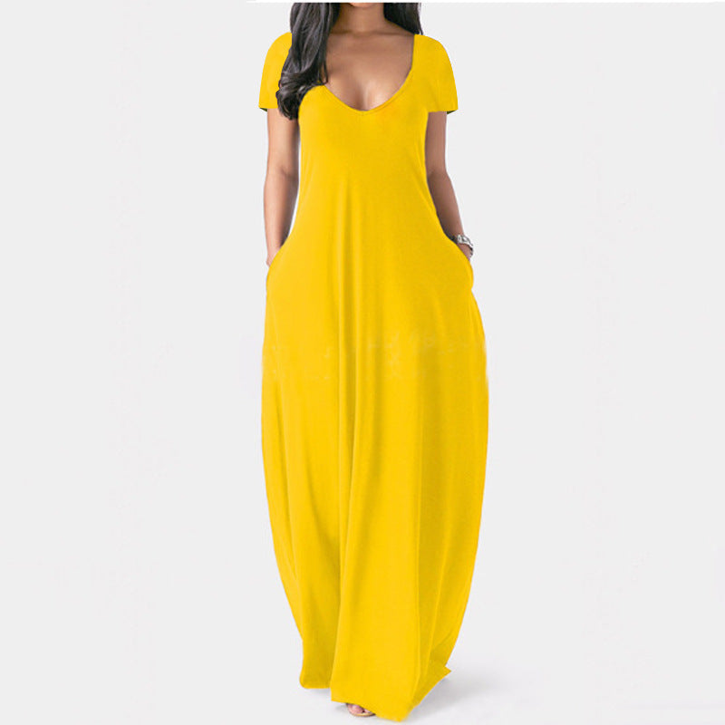 Hilda | Women V Neck Pocket Maxi Dress
