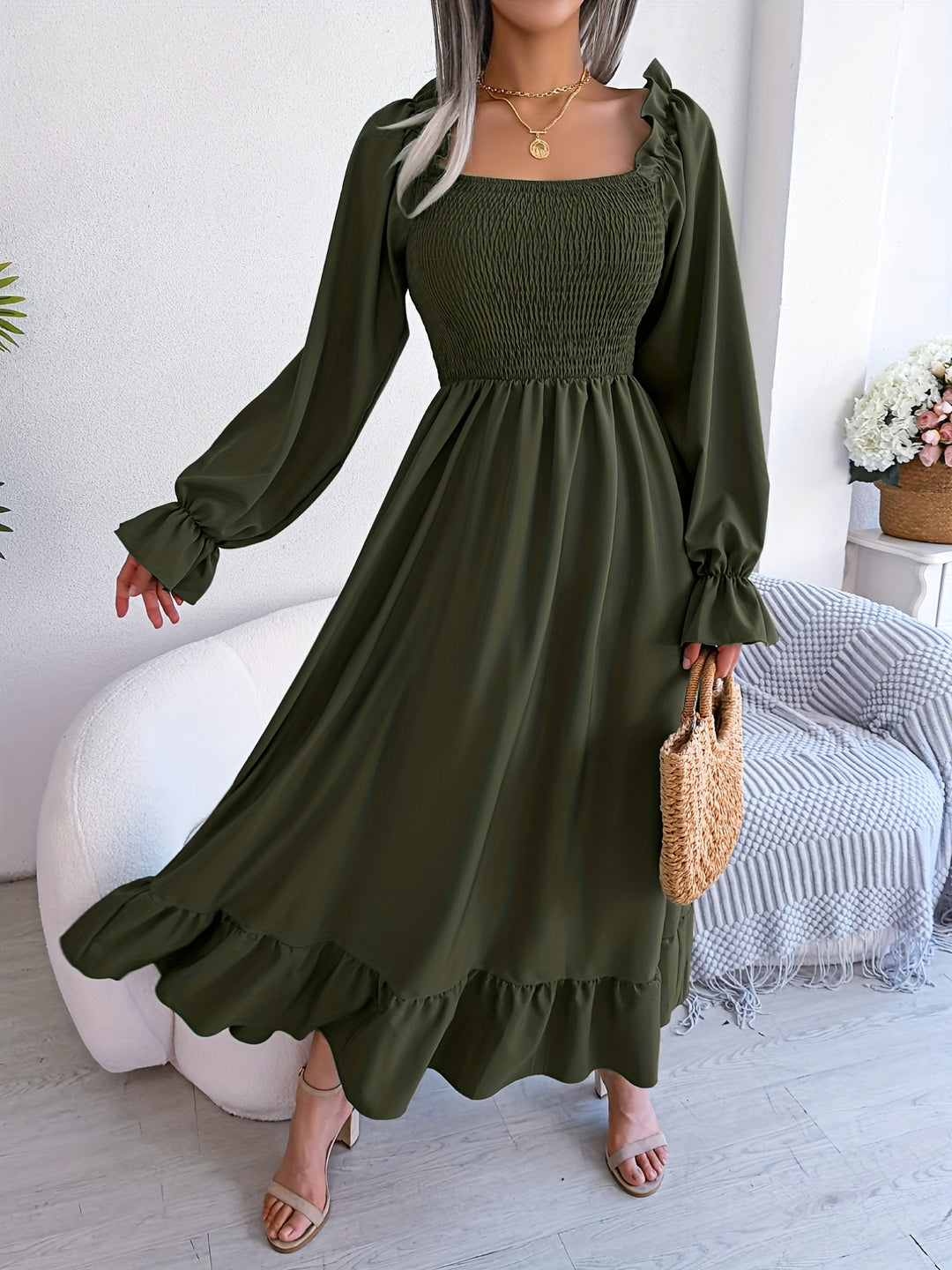 Yasmin | Women's Wedding Guest Smocked Midi Dress