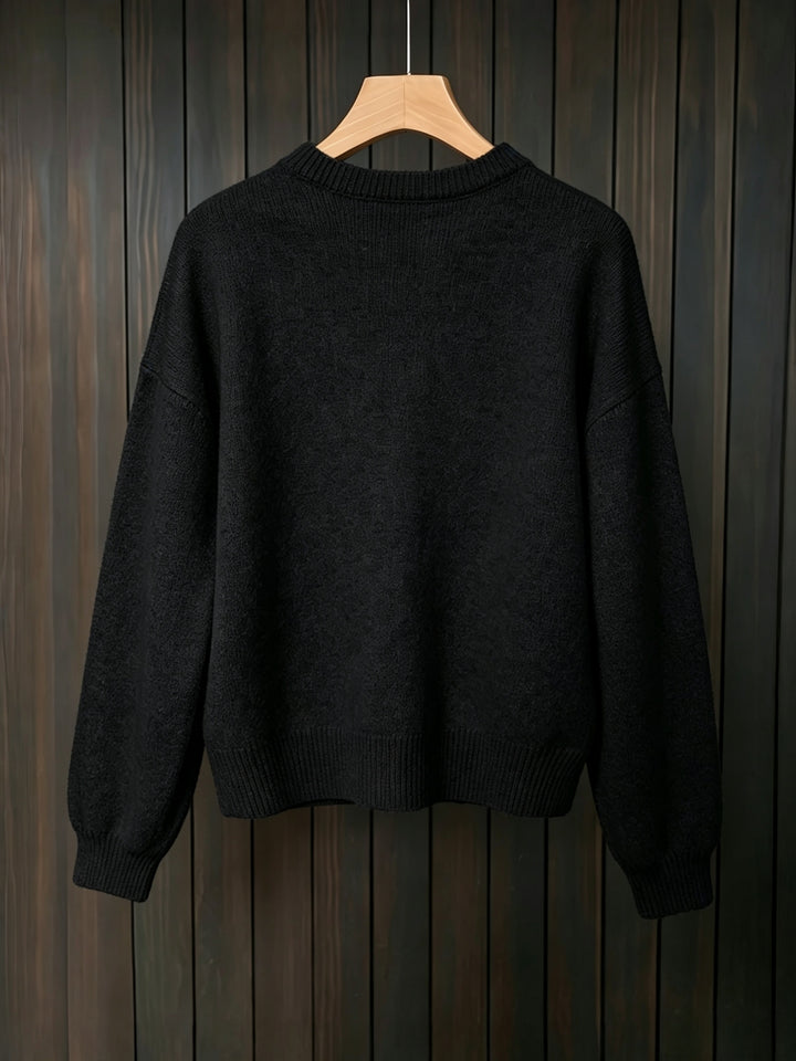 Emily | Women's Knit Crew Neck Long Sleeve Casual Cardigan