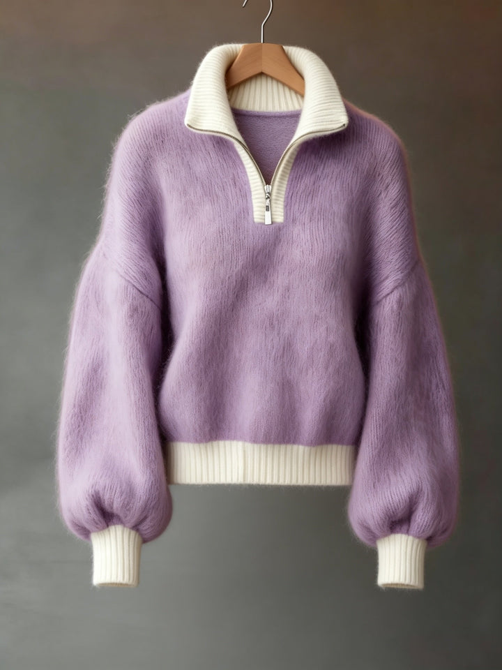 Thyra | Women Relaxed Half Zip Sweater
