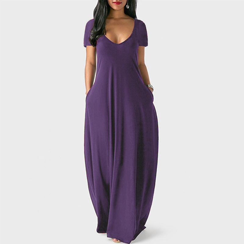 Hilda | Women V Neck Pocket Maxi Dress