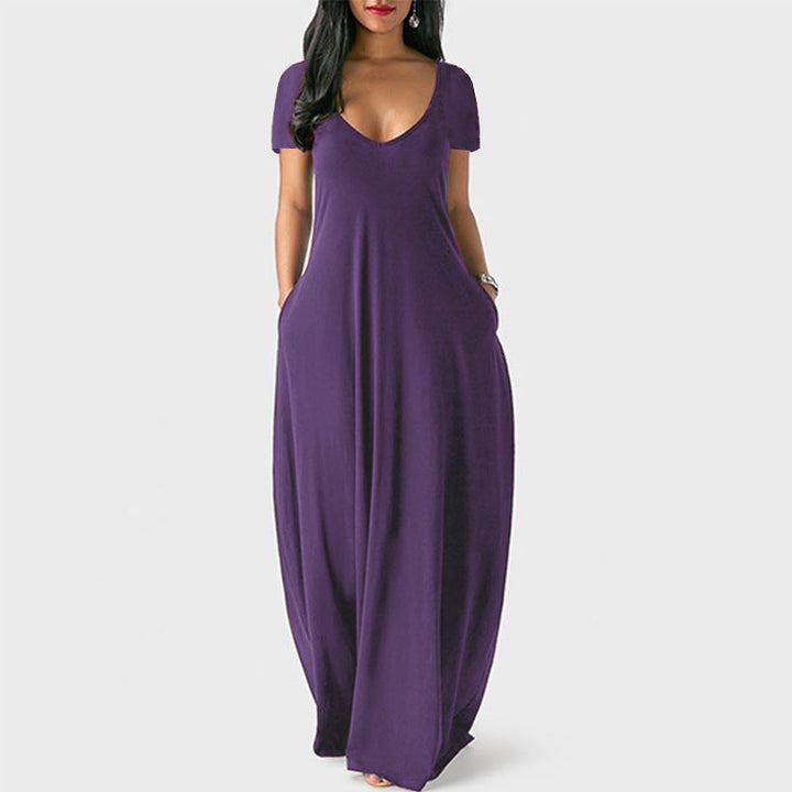 Hilda | Women V Neck Pocket Maxi Dress