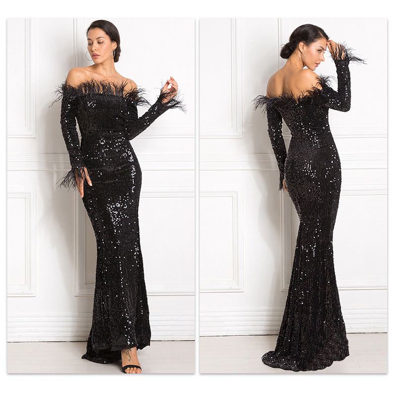 Ambrosine | Women Off Shoulder Sequin Dress