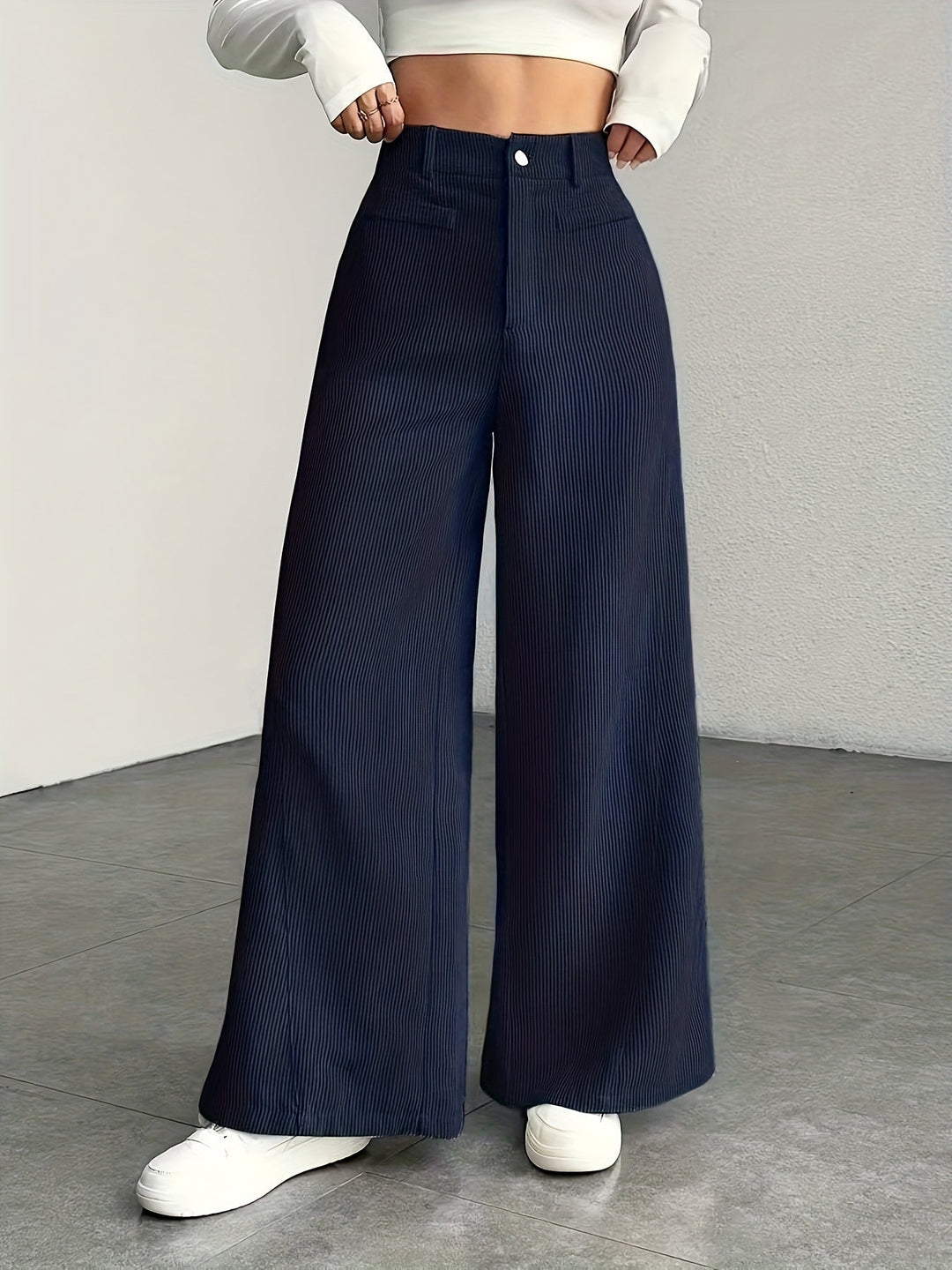Endelyn | Women High Waist Corduroy Flowy Pants