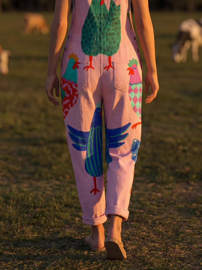Sibylla | Women Hen Motif Strap Jumpsuit