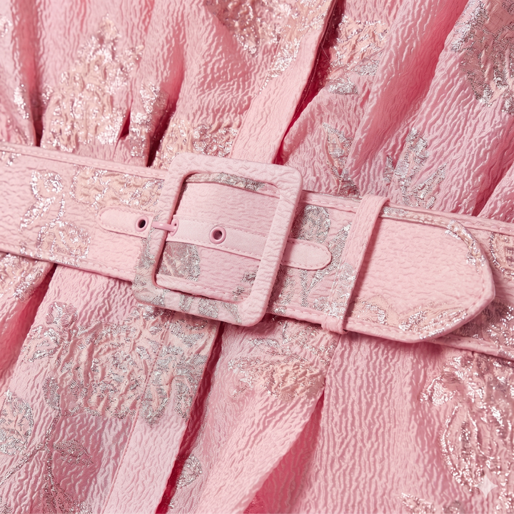 Mali | Women Collar Belt Pink Dress