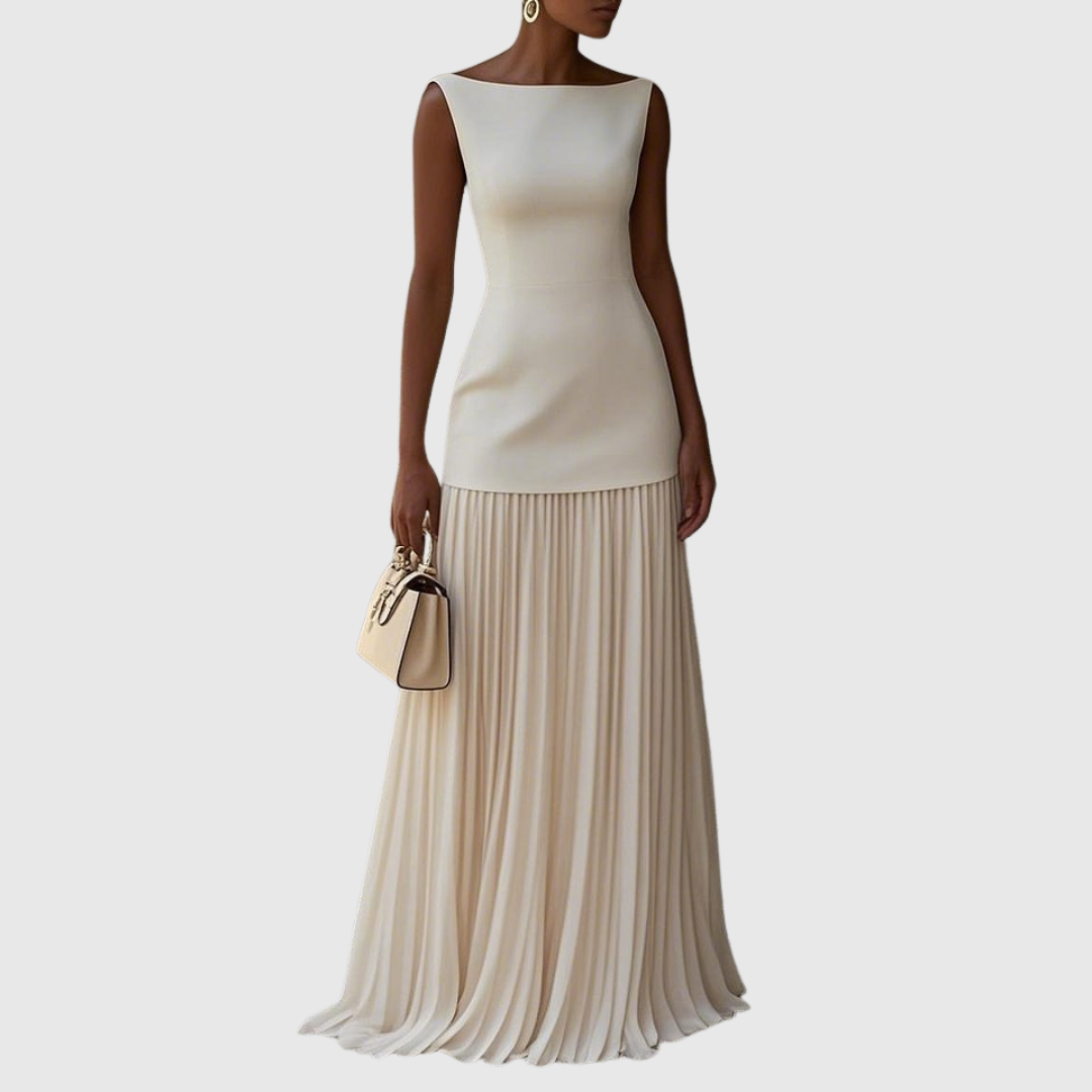 Verity | Women's Sleeveless Pleated Cocktail Maxi Dress