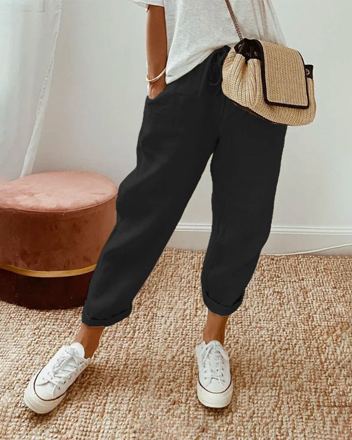Gemma | Women's Linen Drawstring Casual Pants