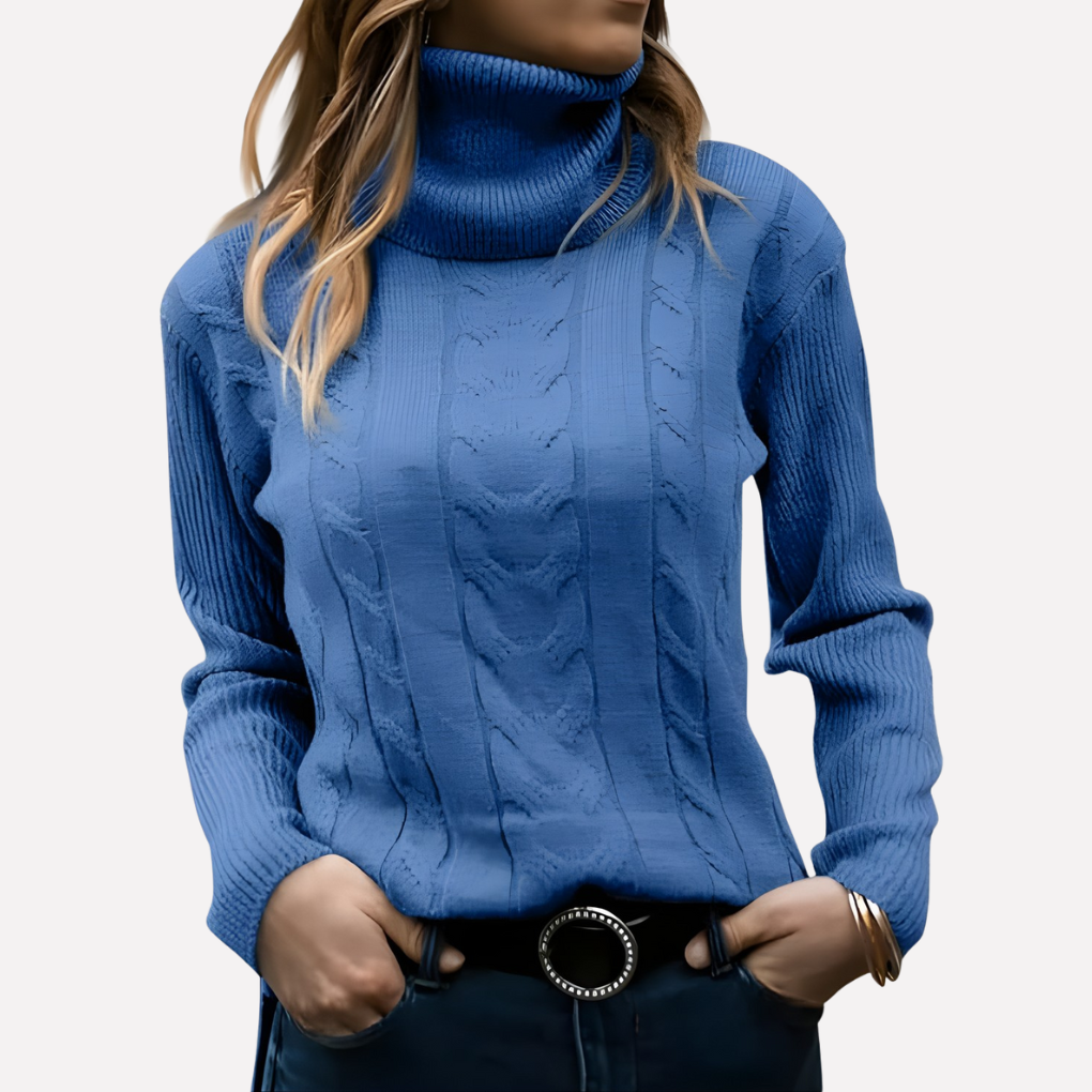 Aeronwy | Women Turtleneck Cable Knit Sweater
