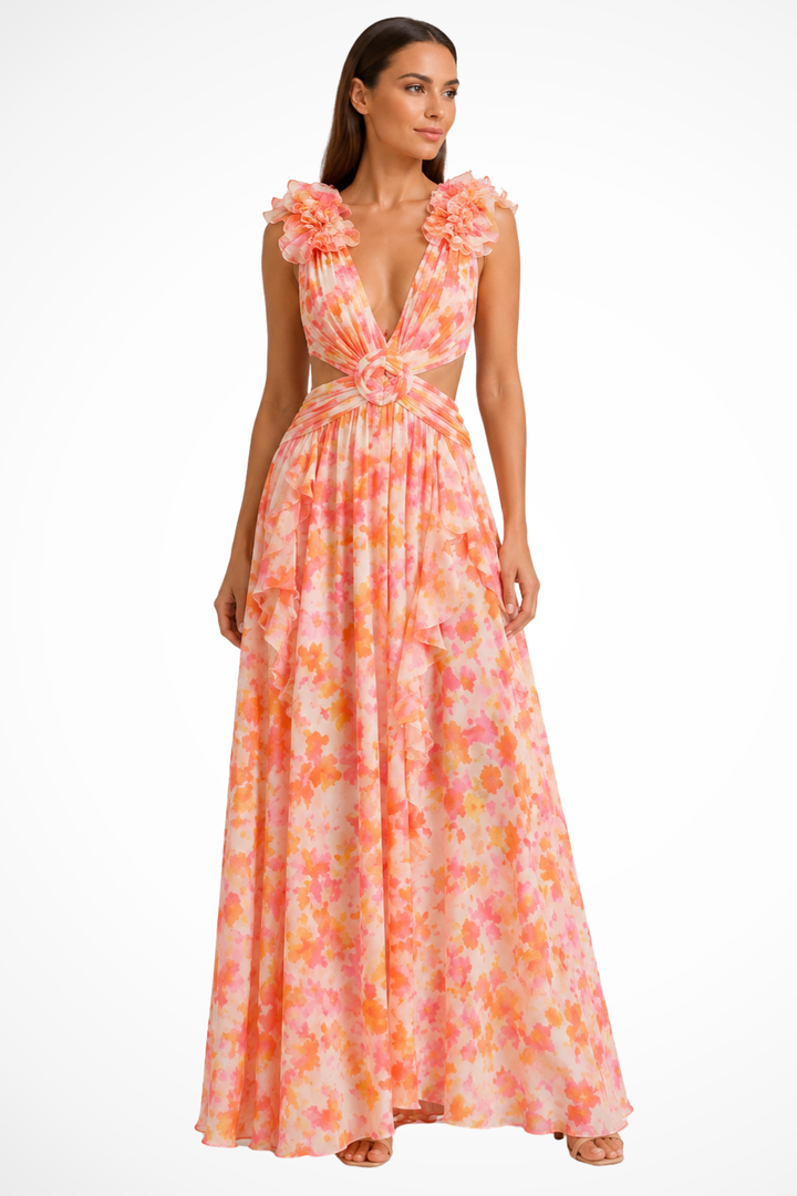 Yolande | Women Floral Ruffle Wedding Guest Dress