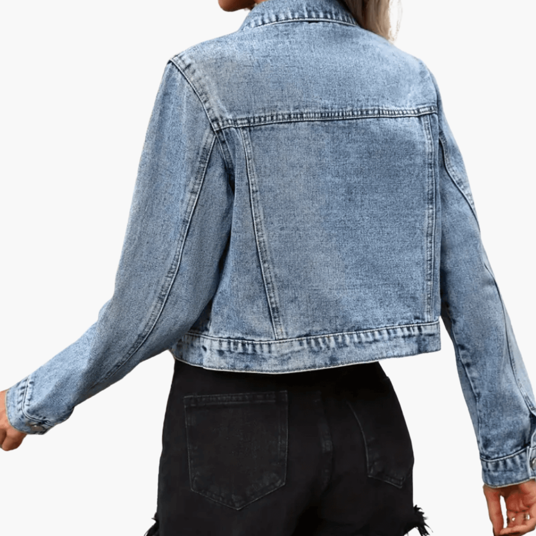 Sienna | Women's Cropped Fitted Long Sleeve Denim Jacket