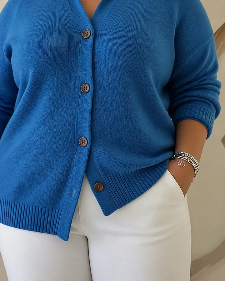 Aelwen | Women Point Collar Cardigan Sweater