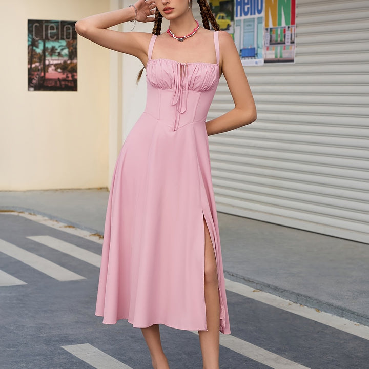 Elegant Blue Plus Size Homecoming Dress for Women with Sweetheart Neckline Sleeveless Corset Bodice Side Slit Fitted Style