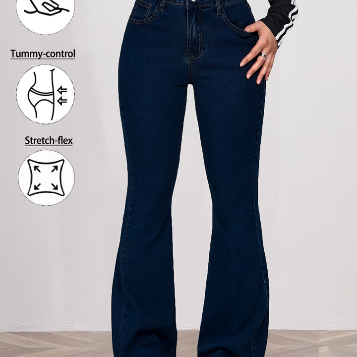 Dalia | Women's Blue Denim Casual Bootcut Relaxed Jeans