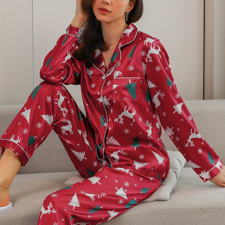 Hayden | Women's Satin Button Front Sequin Pajama Set