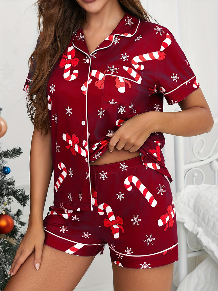 Maya | Women's Satin Button Front Sequin Pajama Set