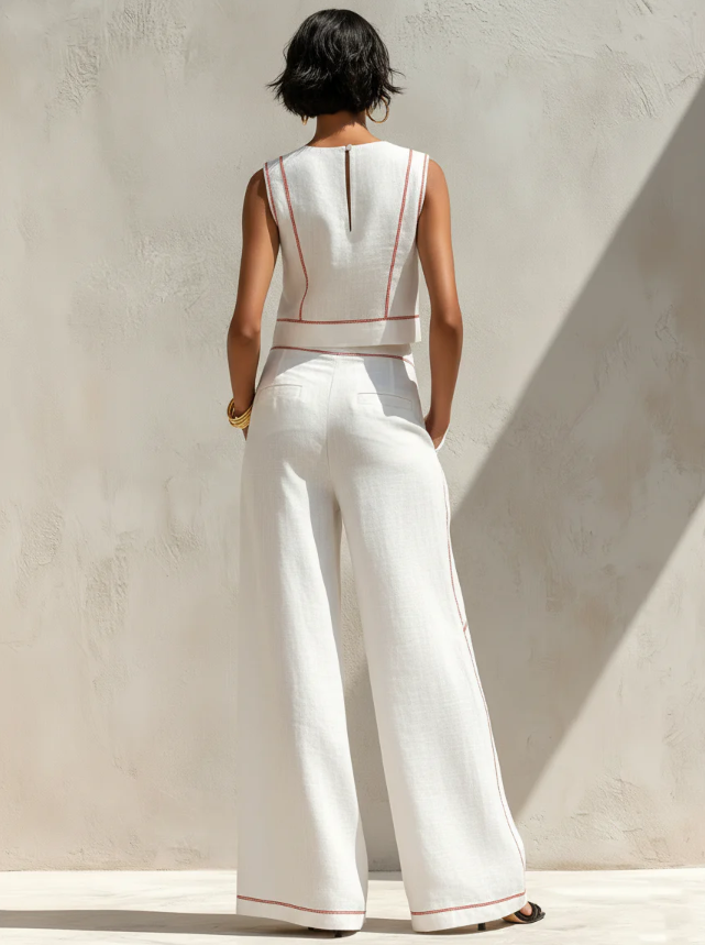 Sigrid | Women Linen Wide Leg Two Piece Set