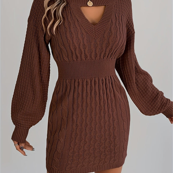 Catherine | Women's Knit Crew Neck Long Sleeve Evening Gown