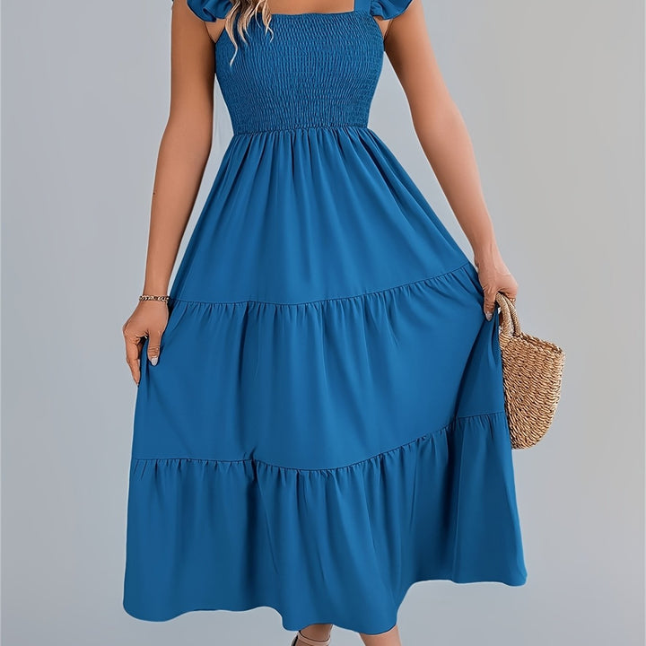 Iris | Women's Wedding Guest Tiered Midi Dress