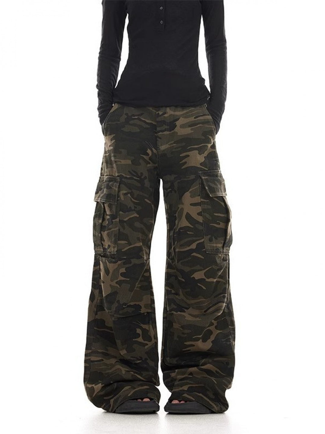 Juliana | Women's Camo Wide Leg Knit Office Cargo Pants